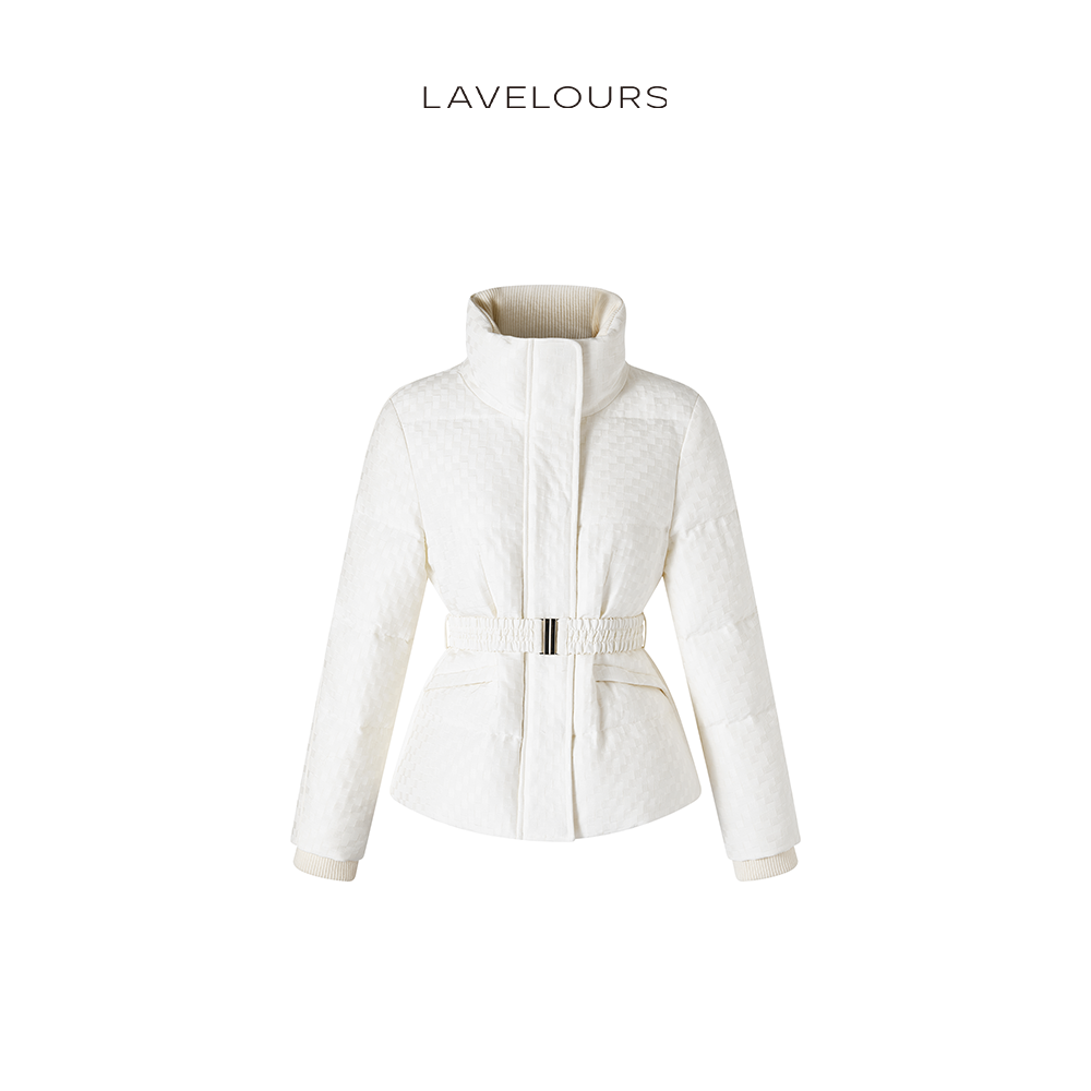 LAVELOURS 冬款白鹅绒羽绒服 桑蚕丝羊毛格纹收腰羽绒服女外套,女装/女士精品,羽绒服,淘宝优惠券,粉丝福利购,淘宝优惠卷