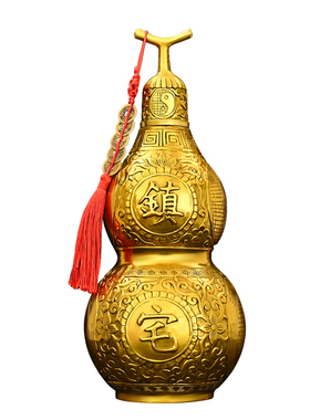 精选铜葫芦摆件铜八卦开盖空心葫芦挂件家居玄关中式五帝钱化门对