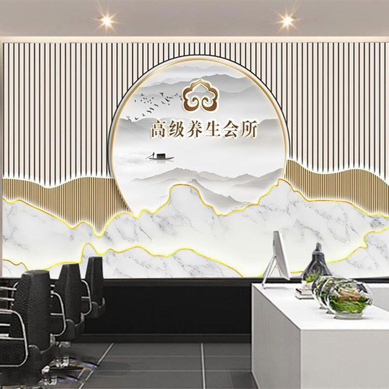 美发店墙纸壁纸理发店复古怀旧发廊沙龙墙面装饰背景墙壁画壁布
