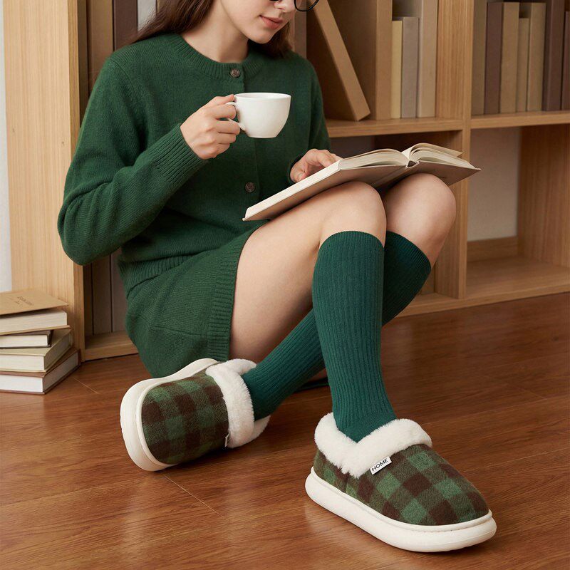 棉拖鞋男款冬季包跟室内家居静音保暖软底带后跟情侣毛绒棉鞋女士