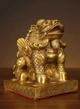 精选铜貔貅摆件一对纯铜霸王方底皮丘家用客厅店铺办公室开业礼品