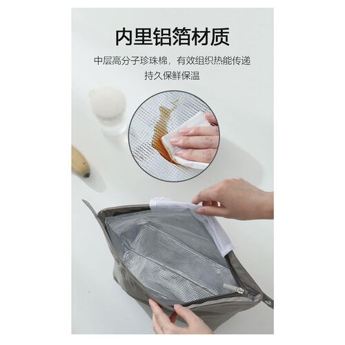 Scandihome日式上班族通勤手拎保温袋便当包可折叠大容量饭盒袋