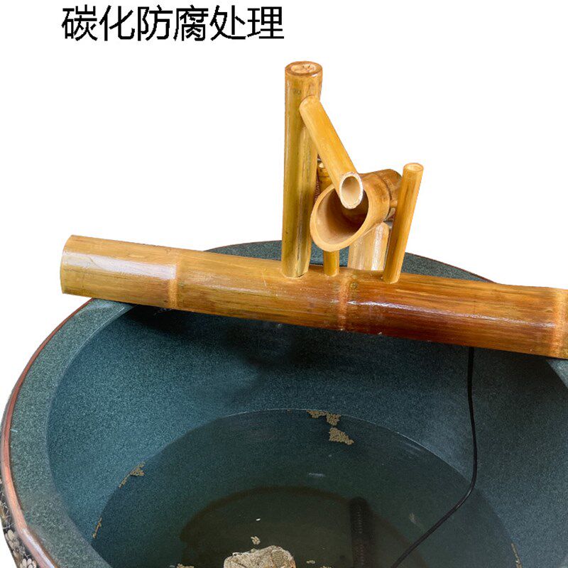 惊鹿流水竹排器日式阳台造景茶台水泵庭院石槽鱼缸装饰摆件循环水