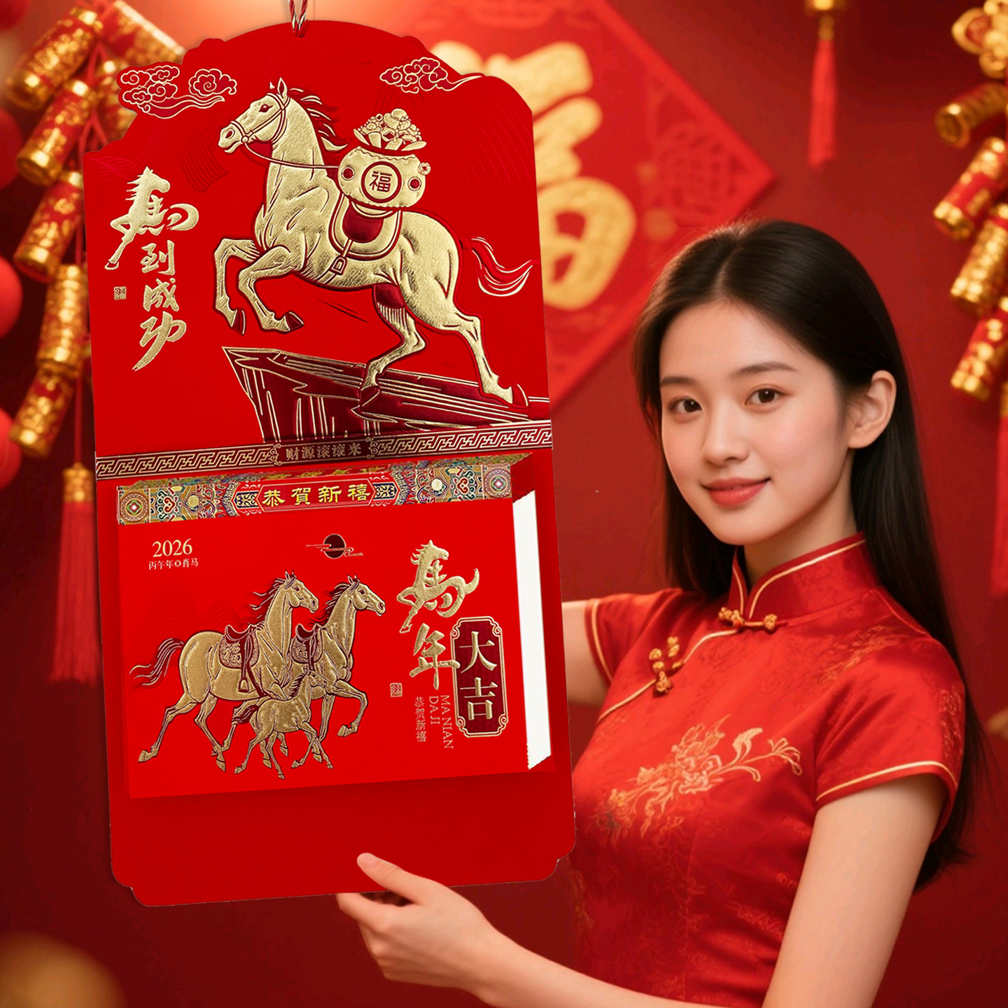 新款豪华九开撕历2026马年日历