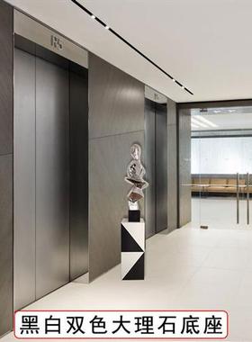 黑白里外双色大理石落地摆台基座展厅样板房摆件落地支撑展示底座