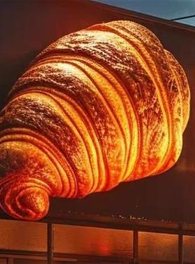 仿真面包门头装饰蛋糕烘焙店招牌发光灯箱定制玻璃钢大型雕塑