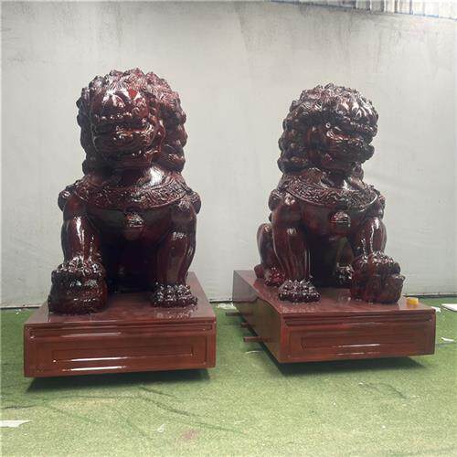 玻璃钢仿铜狮子动物雕塑大型铸铜动物户外广场公园古铜色装饰品