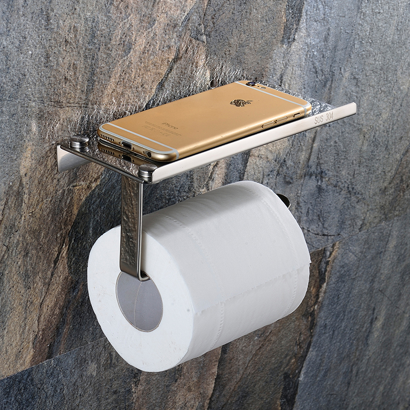 卫生间304不锈钢免打孔卷纸架