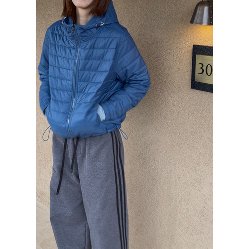 琴仔【宝蓝棉】秋冬防风保暖抽绳连帽3M新雪丽棉衣棉服外套X278