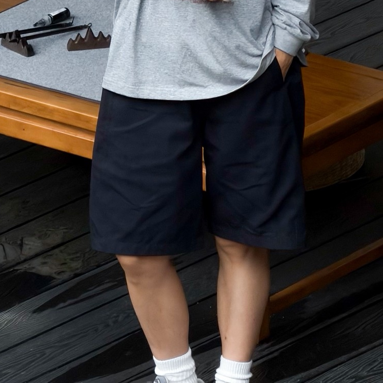 琴仔 轻薄宽松直筒休闲西裤短裤深色夏季阔腿五分裤裤女Y36
