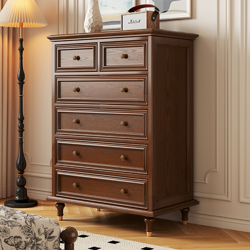 实木斗柜卧室靠墙储物柜收纳柜子客厅斗橱复古抽屉柜美式五九斗柜