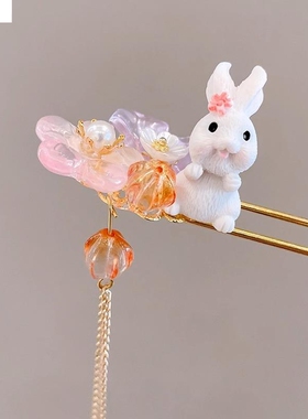女童发簪儿童新中式古风盘发器蝴蝶钗子高级感流苏步摇中国风头饰
