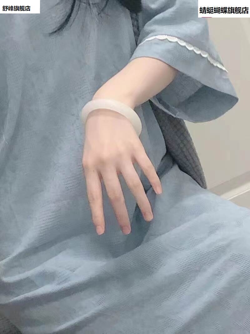 韩版年新款玉髓手镯少女荔枝冻玛瑙加宽叮当镯翡翠色玉镯子年韩版