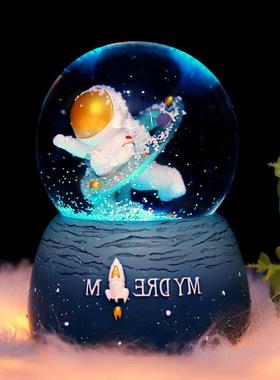 太空宇航员水晶球音乐盒摆件学生八音盒雪花水球礼品生日礼物
