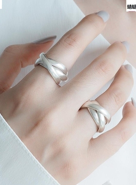 韩版年新款三环戒指女 s925 纯银光面简约气质食指戒指女款 首饰