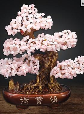 .粉水晶晶桃树花姻树缘旺粉晶桃水树脱单礼物招正缘卧室招花运摆