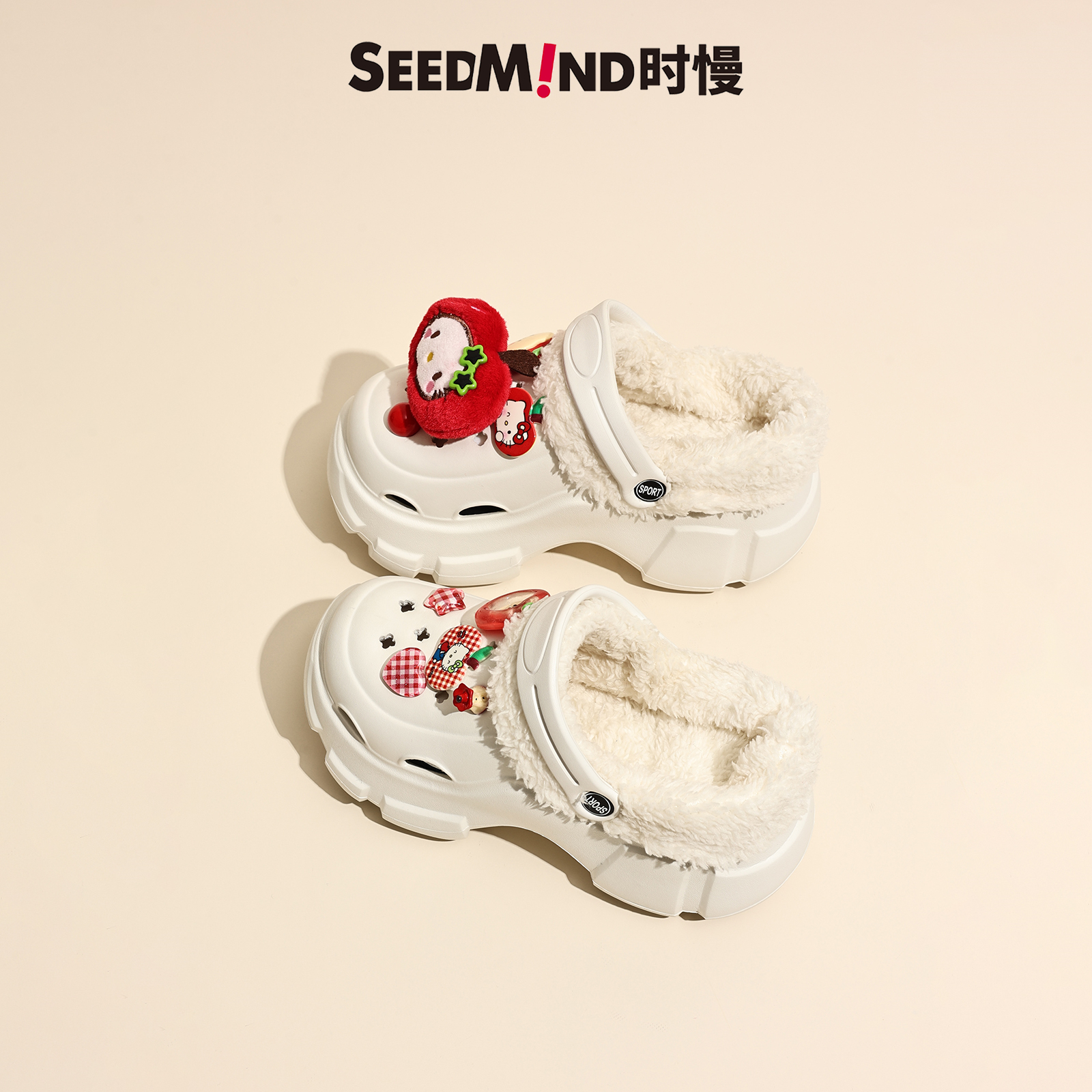 Seedmind超级可爱的红苹果kt猫洞洞鞋~新娘礼服晨袍高跟婚鞋两穿