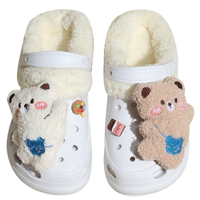 外穿加绒洞洞鞋冬款可拆卸女款