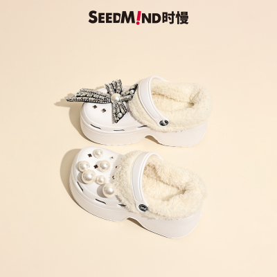 Seedmind冬天加绒洞洞鞋我永远打call~婚纱秀禾两穿新娘高跟婚鞋