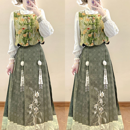 国风立领高级感马甲马面裙冬装