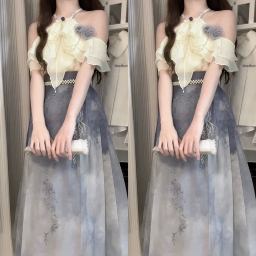 设计师的礼物原创紫藤烟云改良汉元素新中式汉服套装国风马面裙女