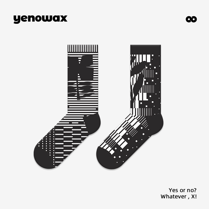 YNWX个性女棉设计感小众中筒袜