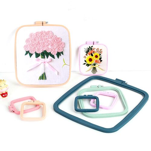 Sewing Tool Round Square Plastic Embroidery Hoops Frame Set