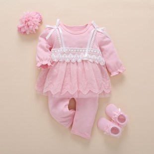 Newborn Baby Girl Clothes Fall Cotton Lace Princess Style Ba