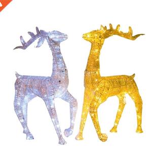 40cm Led Glowing Reindeer Ornament Wrought Iron Deer Pulll C