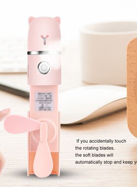 Mini Fan Table Lamp Humidifier Desktop Foldable Handheld Por