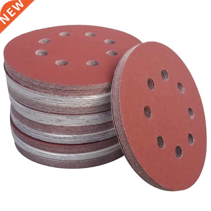 100 PCS 5 Inch 8 Holes Hook and Loop Sanding Disc Sandpaper,