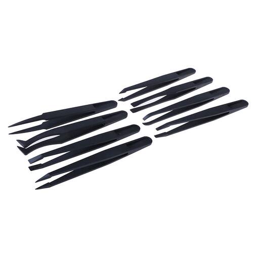 12cm Anti-static Carbon Fiber Electronic Tweezers Kit 8pcs E