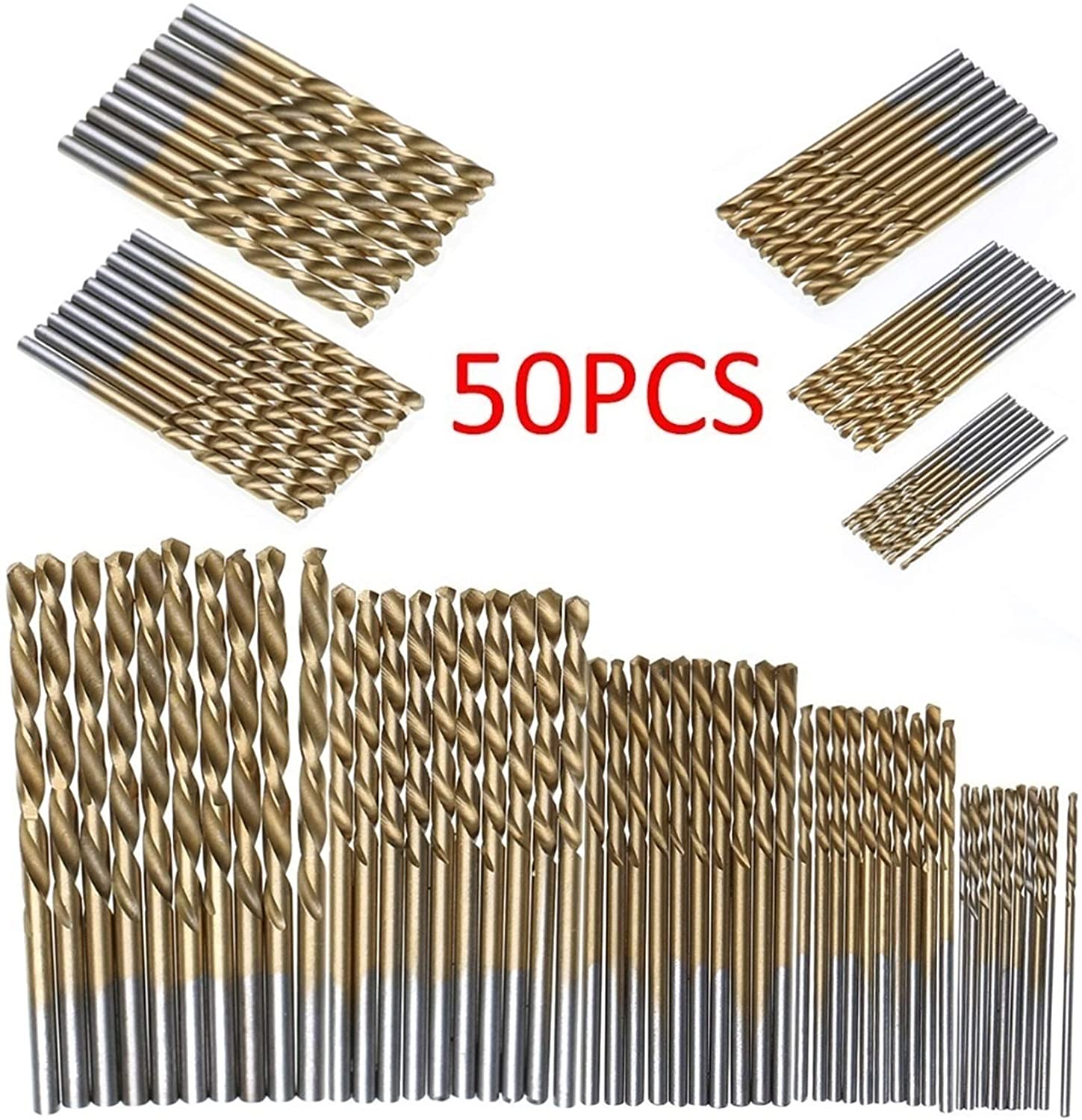 50pcs Titanium Coated Drill Bits Set HSS Mini Extractor Dril