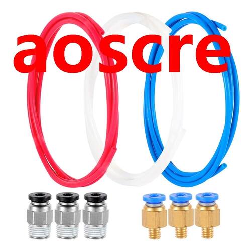 3 Pieces Tube PTFE Tube White Blue Red Tubing 1.5 Meters for