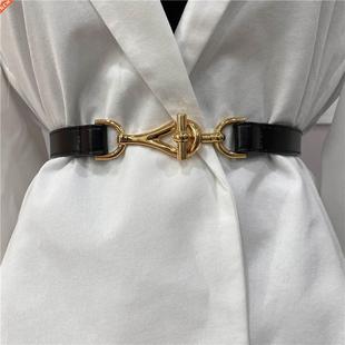 New Leather Thin Belt For Women Metal Hang Buckle Waist Stra