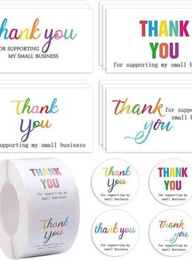 500PCS/Roll Thank You Stickers 50PCS Thanks Greeting Cards F