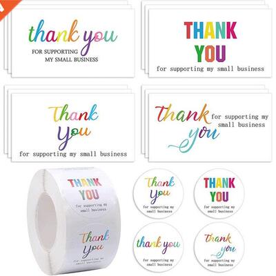 500PCS/Roll Thank You Stickers 50PCS Thanks Greeting Cards F