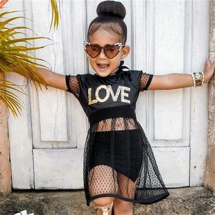 1-6Y Kids Girls Summer Clothes Sets 2022 Children Mesh Short