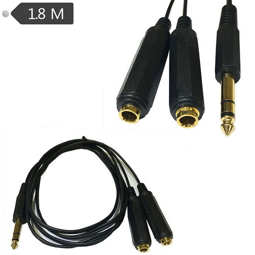 Stereo Audio Adapter Speaker Cable Cord 6.35mm Male Jack to