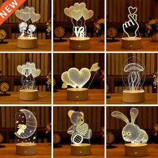Romantic Love 3D Acrylic Led Lamp for Home Children'