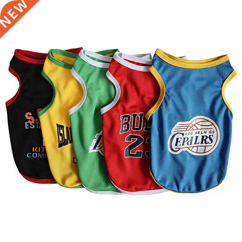 Summer Dog Clothes Breathable Basketball Jersey Puppy Cats V