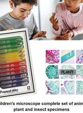 12pcs Biological Specimen Set Animals Hair Plants Insects Ve