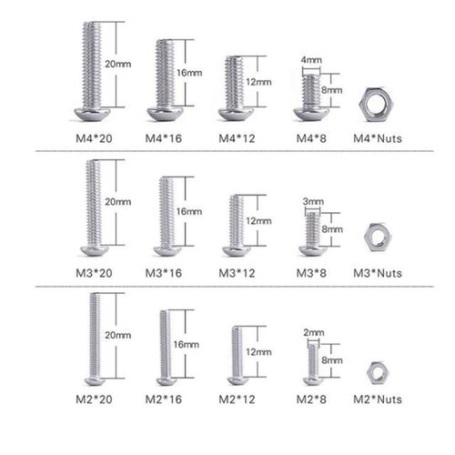 480Pcs Button Head 12 Sizes Screw And Nuts Kit,M2 M3 M4 Stee