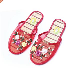 Summer Home Women Slippers Sandals Sequin Flowers Flip Flop