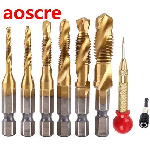 8Pcs HSS Spiral Combination Drill and Tap Bits with Automati