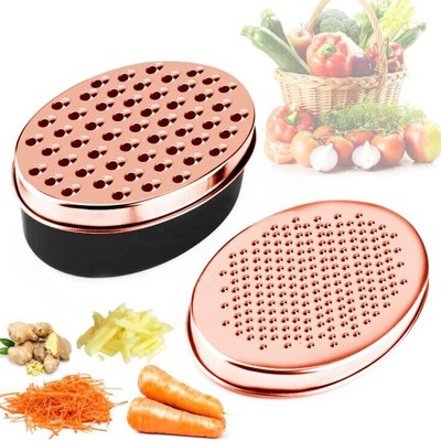 Rose Gold Cheese Grater  Multifunctional Slicer Oval Contain
