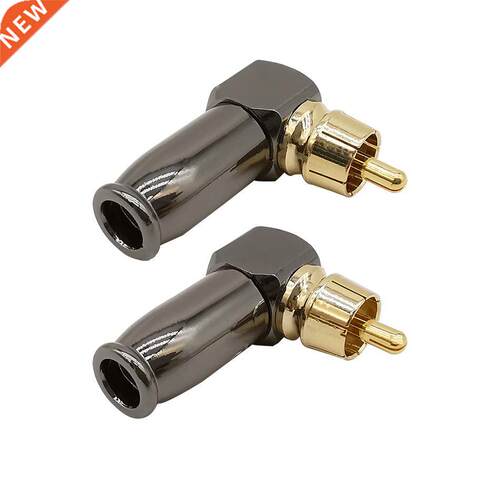2Pcs/lot RCA Connector Metal RCA Male Plug Right Angle Elbow