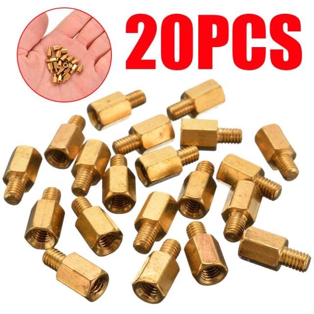 Mayitr 20Pcs Single Head M3 Brass Standoff Hexagonal Spacer