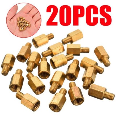 Mayitr 20Pcs Single Head M3 Brass Standoff Hexagonal Spacer