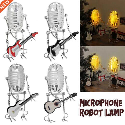 Creative Vintage Microphone Robot Touch Dimmer Lamp Table La